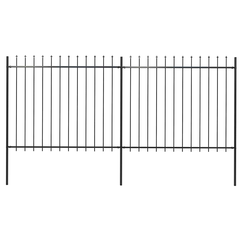 vidaXL Trädgårdsstaket med spjuttopp stål 5,1x1,5 m