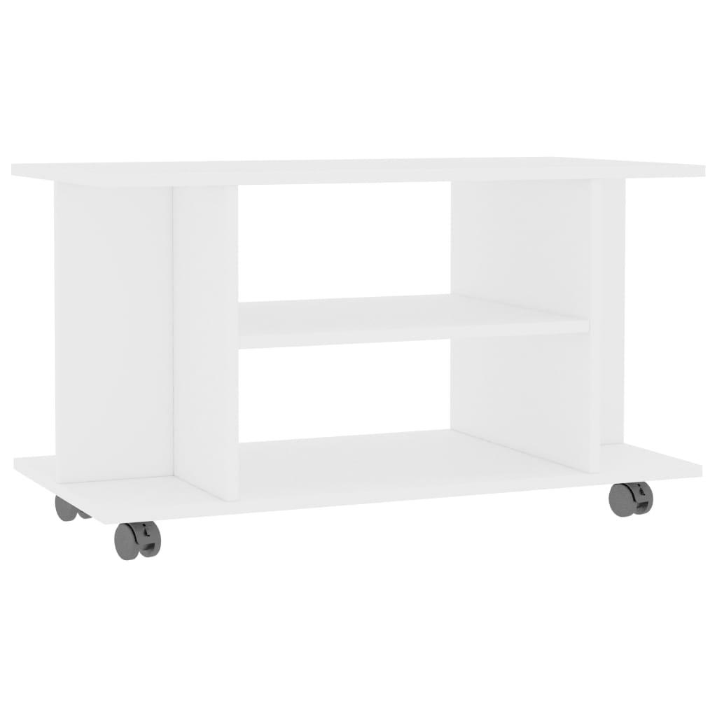 vidaXL TV-taso rullapyörillä valkoinen 80x40x45 cm tekninen puu