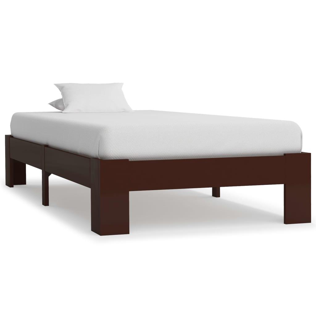 vidaXL Sängram utan madrass mörkbrun massiv furu 100x200 cm