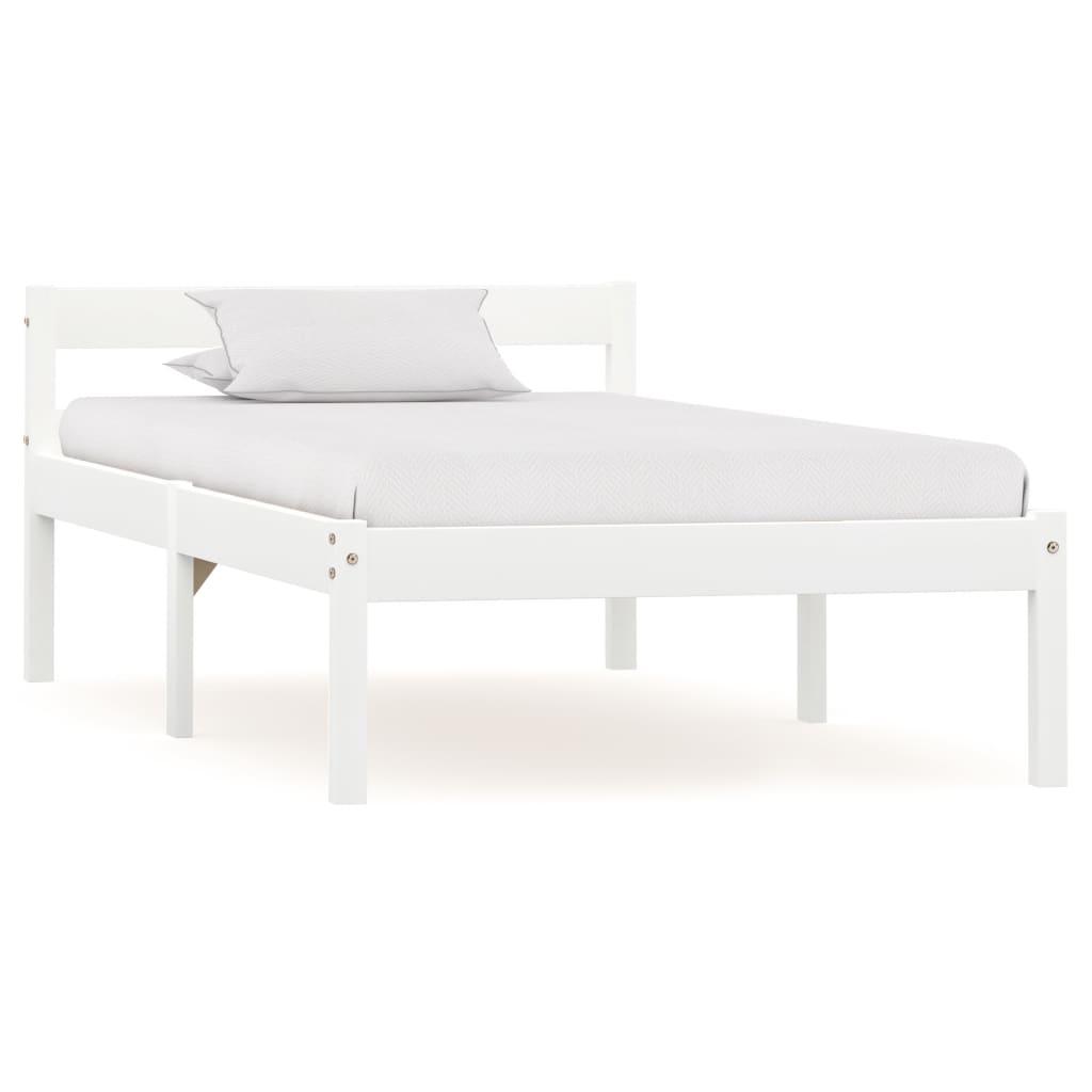 vidaXL Sängram utan madrass vit massiv furu 90x200 cm