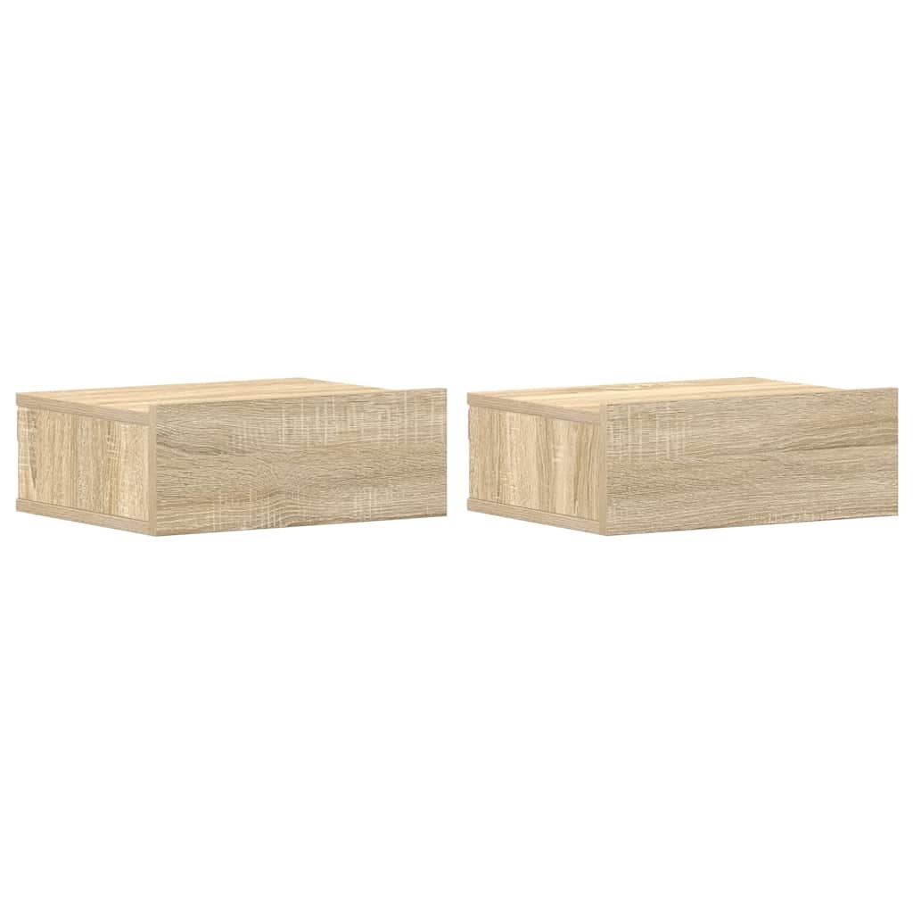 vidaXL Svävande sängbord 2 st sonoma-ek 40x30x15 cm konstruerat trä