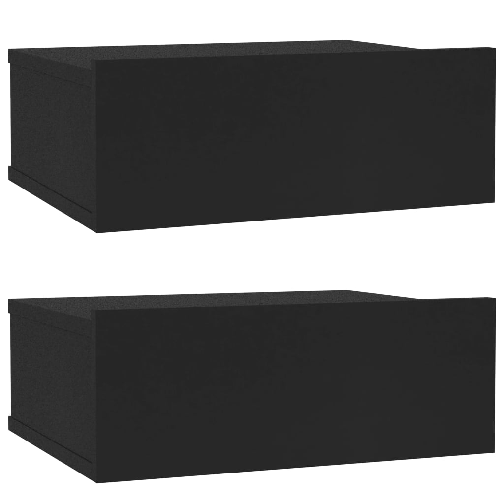 vidaXL Svävande sängbord 2 st svart 40x30x15 cm konstruerat trä