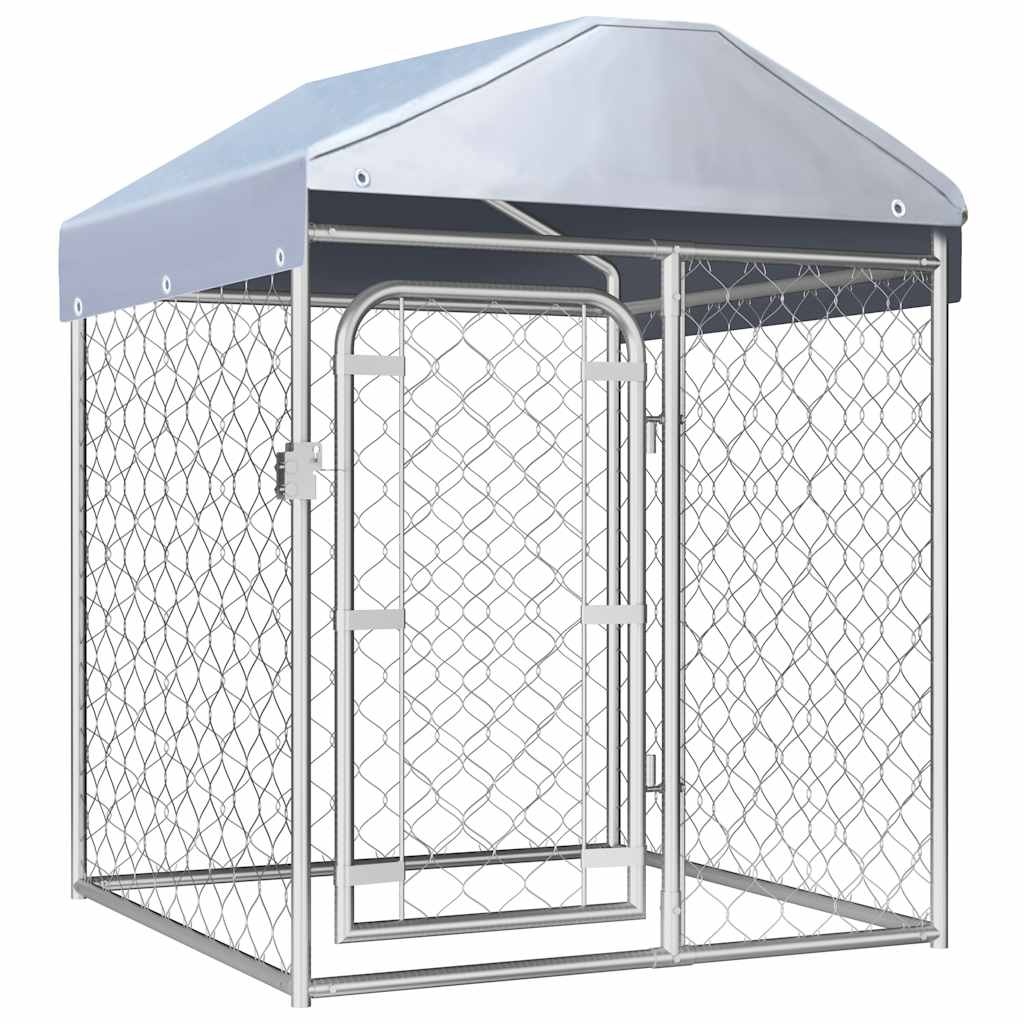 vidaXL Hundgård med tak för utomhusbruk 100x100x125 cm