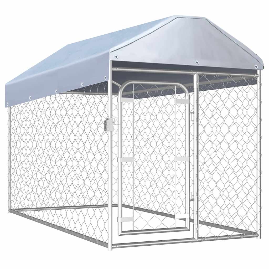 vidaXL Hundgård med tak för utomhusbruk 200x100x125 cm