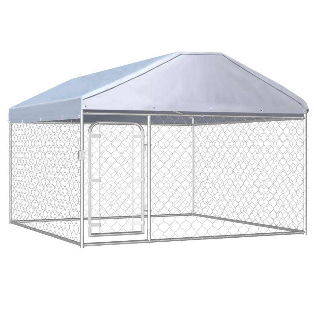 vidaXL Hundgård med tak för utomhusbruk 200x200x135 cm