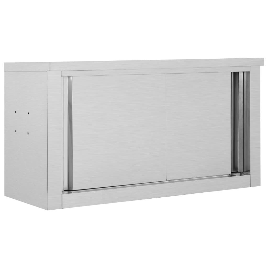 vidaXL Köksskåp med skjutdörrar 90x40x50 cm rostfritt stål