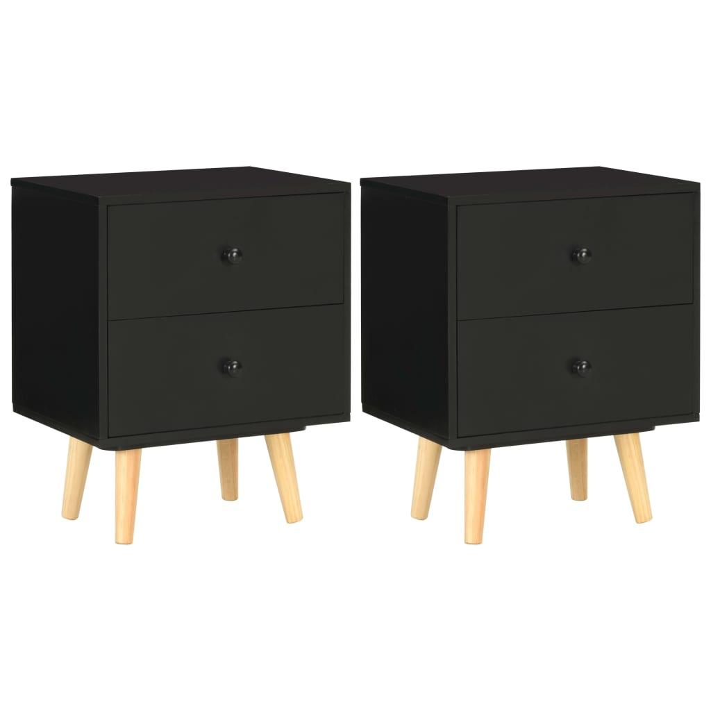 vidaXL Sängbord 2 st svart 40x30x50 cm massiv furu