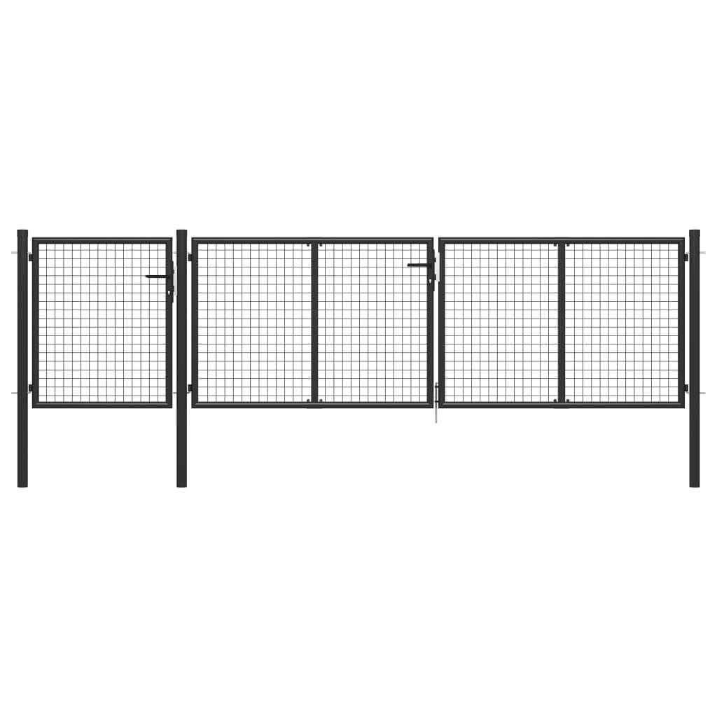 vidaXL Trädgårdsgrind stål 400x100 cm antracit