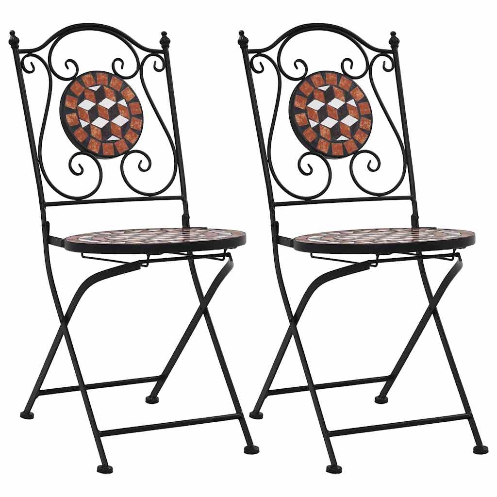 vidaXL Caféstolar i mosaik 2 st brun keramik