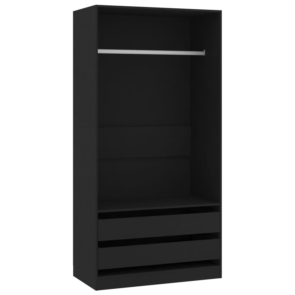 vidaXL Garderob svart 100x50x200 cm spånskiva