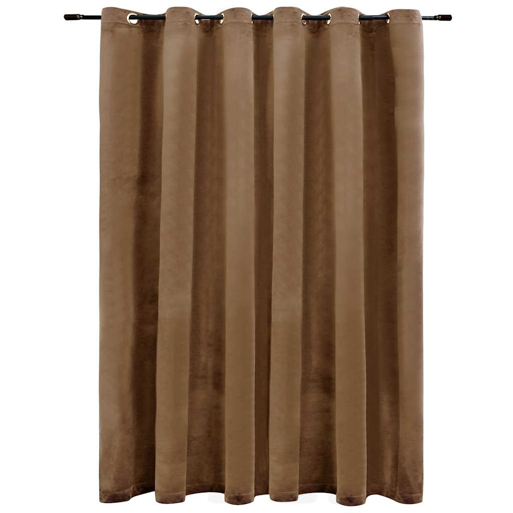 vidaXL Mörkläggningsgardin med metallringar sammet beige 290x245 cm
