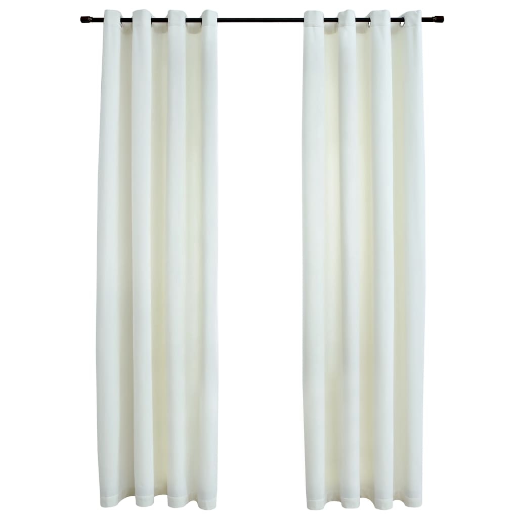 vidaXL Mörkläggningsgardiner med ringar 2st gräddvit sammet 140x225 cm