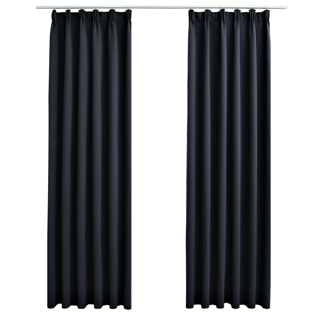 vidaXL Mörkläggningsgardiner med krokar 2 st antracit 140x225 cm