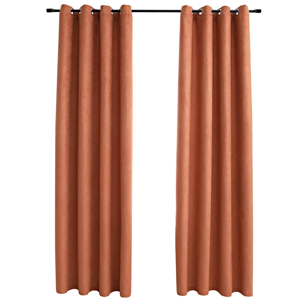 vidaXL Mörkläggningsgardiner med metallringar 2 st rost 140x245 cm