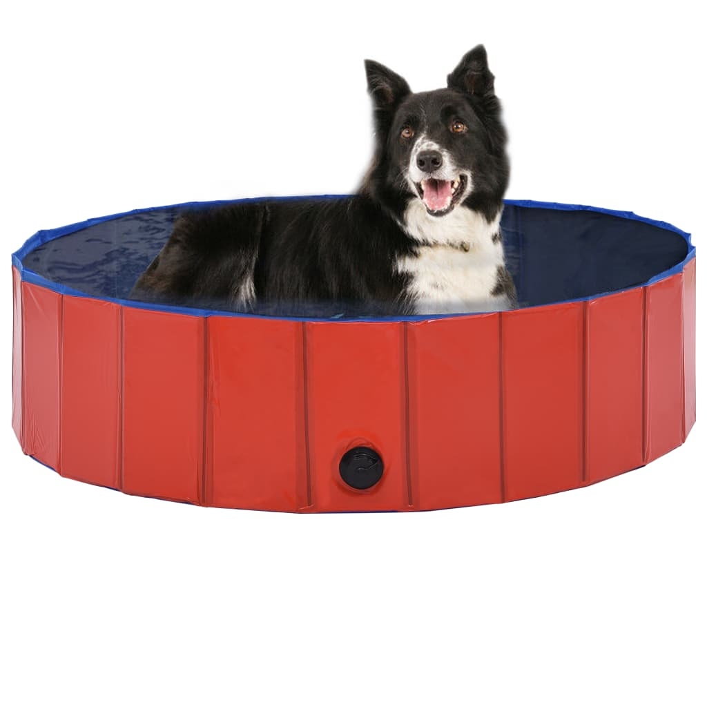 vidaXL Hopfällbar hundpool röd 120x30 cm PVC