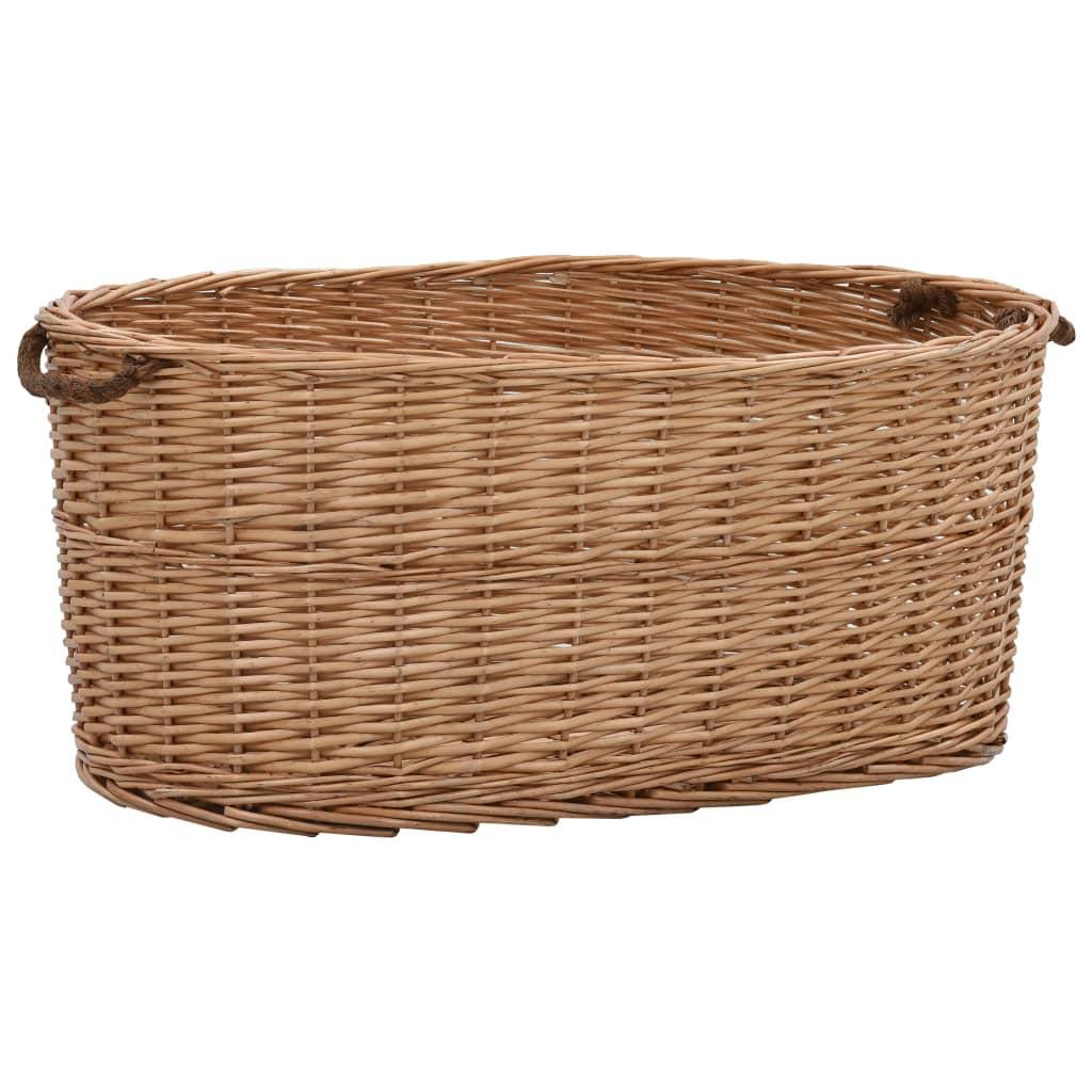vidaXL Vedkurv med bærehåndtak 78x54x34 cm naturlig seljetre