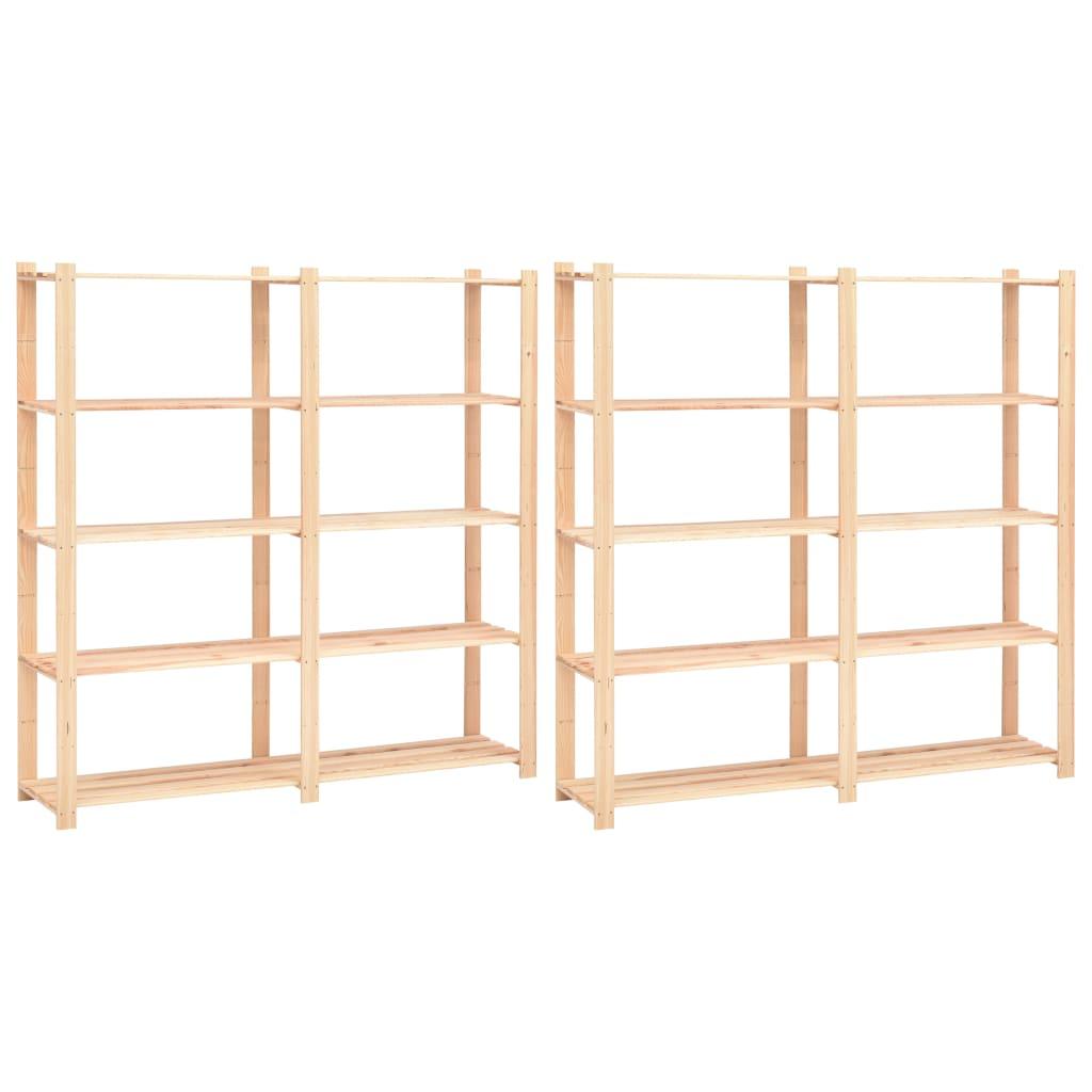 vidaXL Förvaringshylla 5 hyllor 2 st 170x38x170 cm massiv furu 500 kg