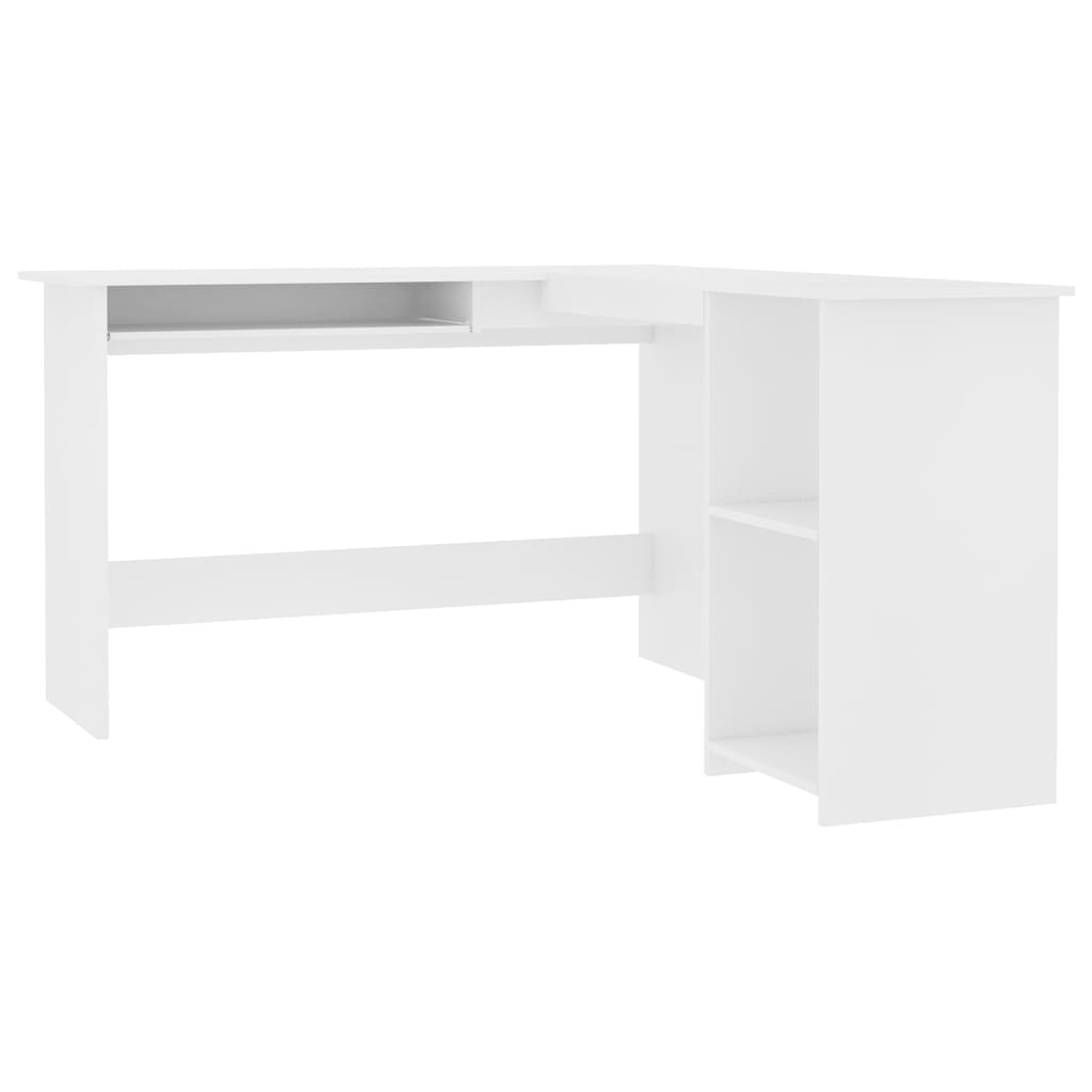 vidaXL Skrivbord L-format vit 120x140x75 cm konstruerat trä