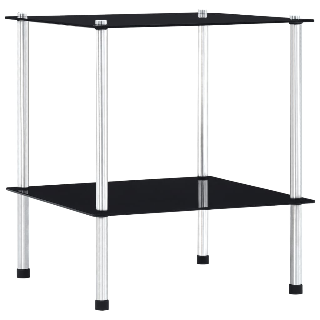 vidaXL Hylla 2 hyllplan svart 40x40x47 cm härdat glas