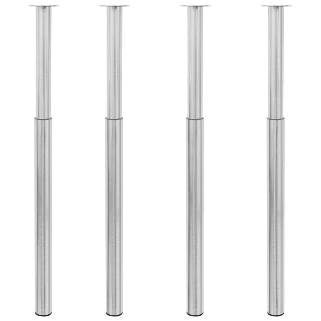 vidaXL Justerbara bordsben 4 st 710 mm-1100 mm borstad nickel