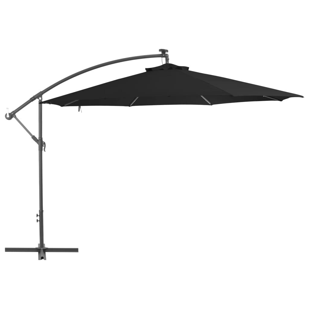 vidaXL Aurinkovarjo cantilever alumiinitolppa 350 cm musta