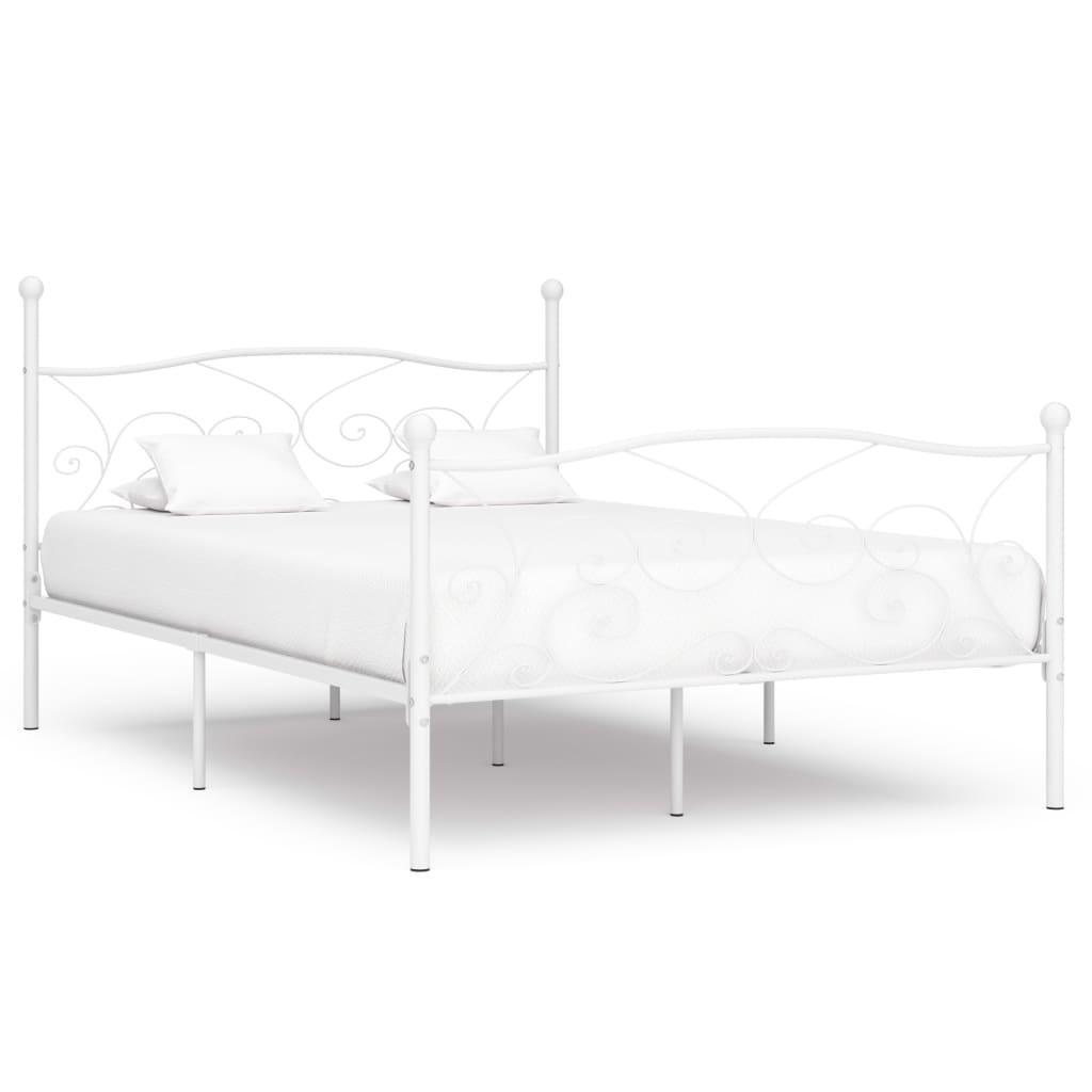 vidaXL Sängram med ribbotten vit metall 160x200 cm