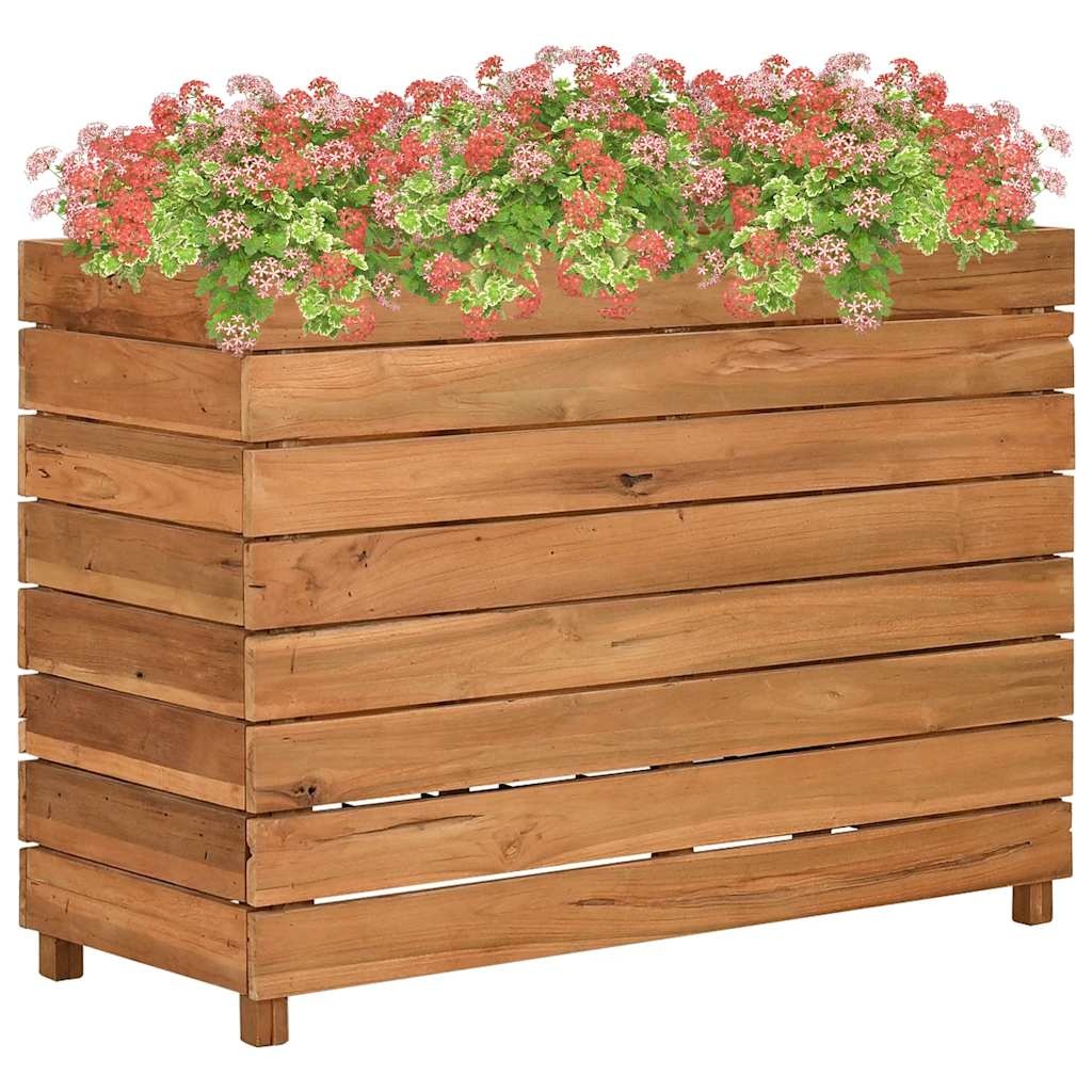 vidaXL Blomlåda upphöjd 100x40x72 cm återvunnet teakträ och stål