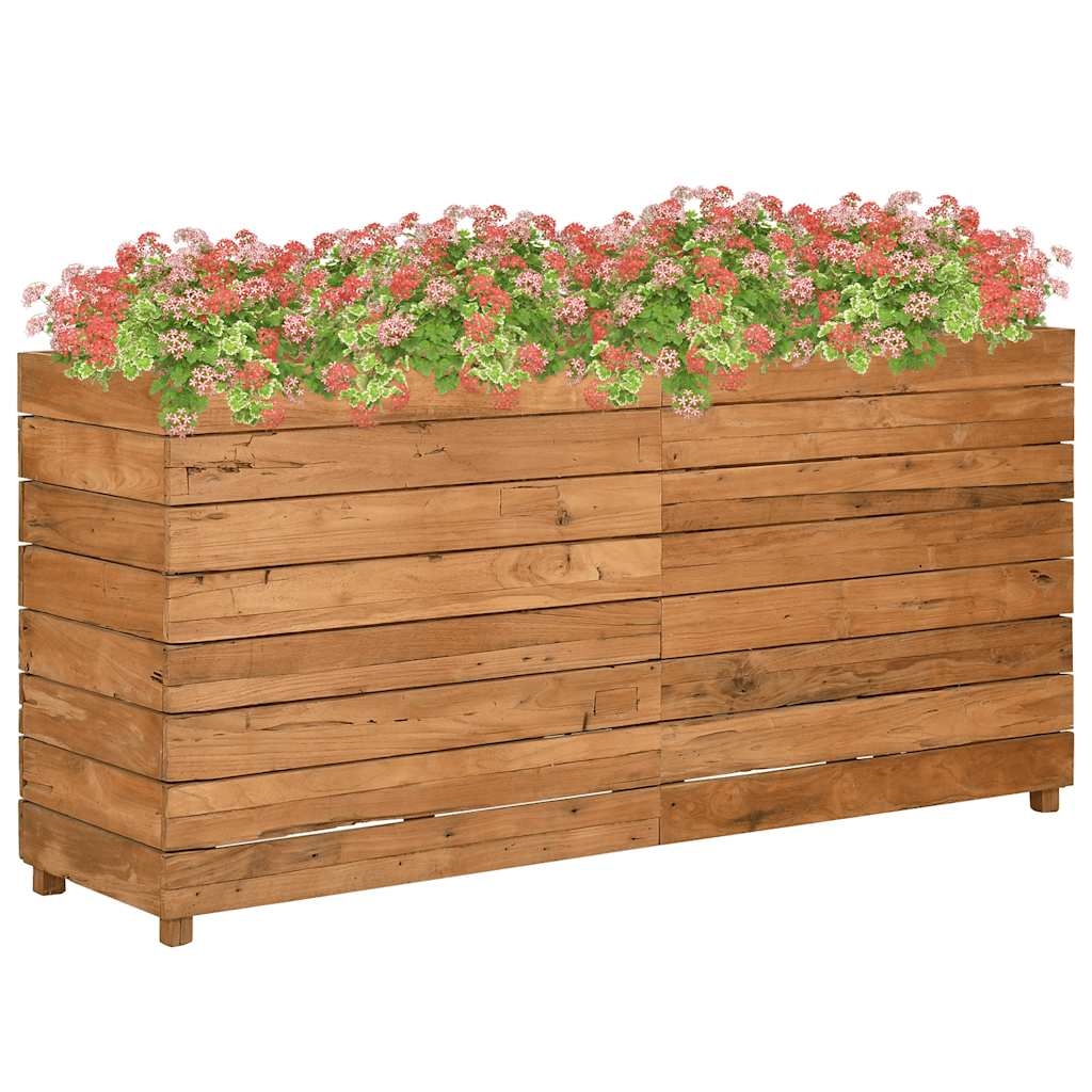 vidaXL Blomlåda upphöjd 150x40x72 cm återvunnet teakträ och stål