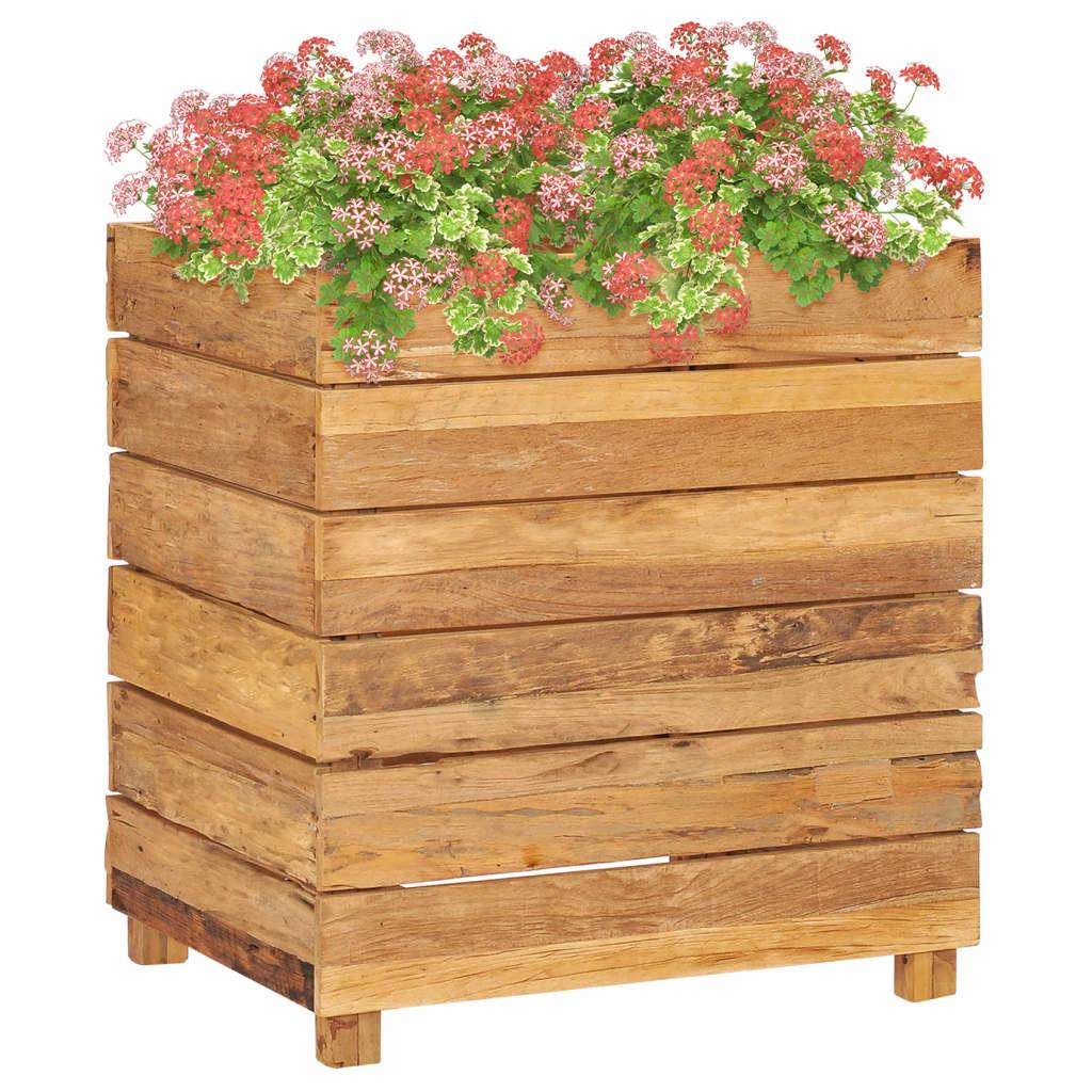 vidaXL Blomlåda upphöjd 50x40x55 cm återvunnet teakträ och stål