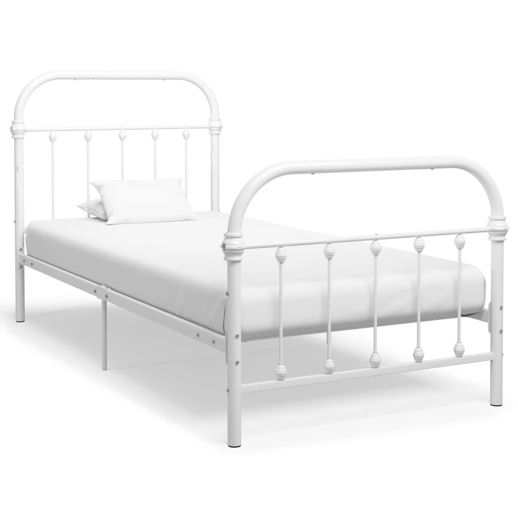 vidaXL Sängram vit metall 90x200 cm