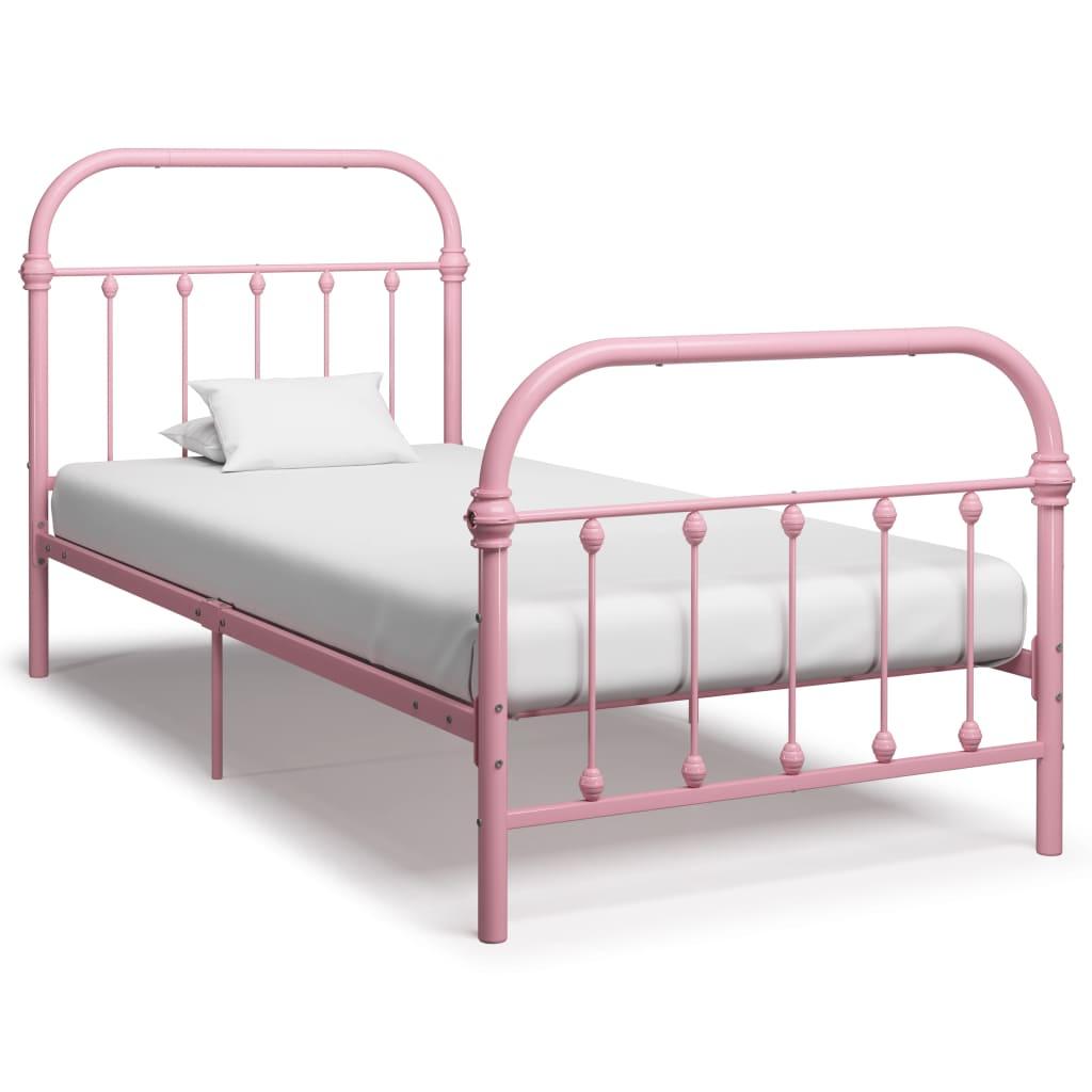 vidaXL Sängram rosa metall 90x200 cm