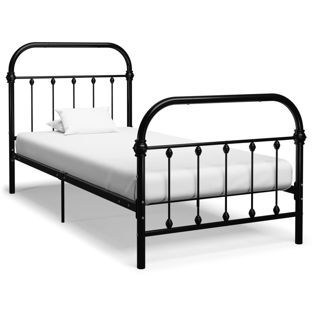 vidaXL Sängram svart metall 100x200 cm