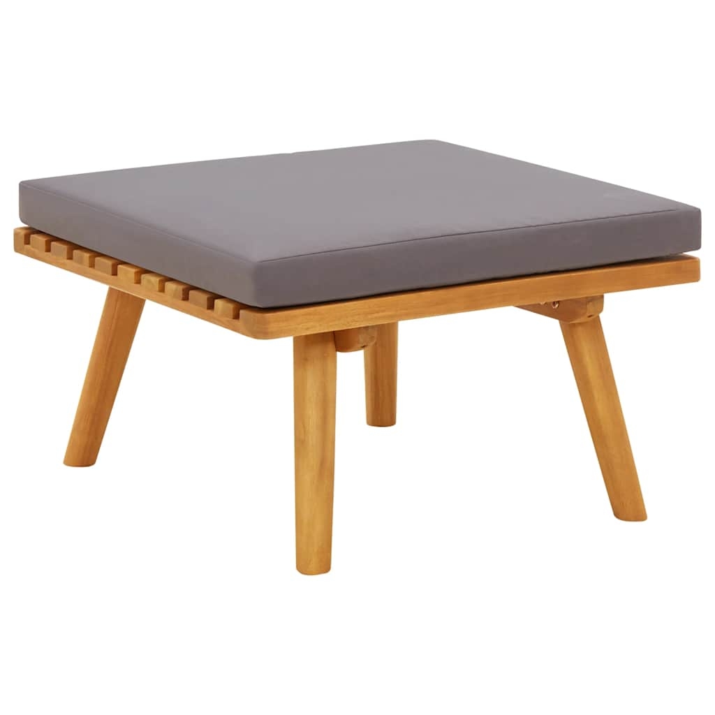 vidaXL Fotpall för trädgården med dyna 60x60x29 cm massiv akacia
