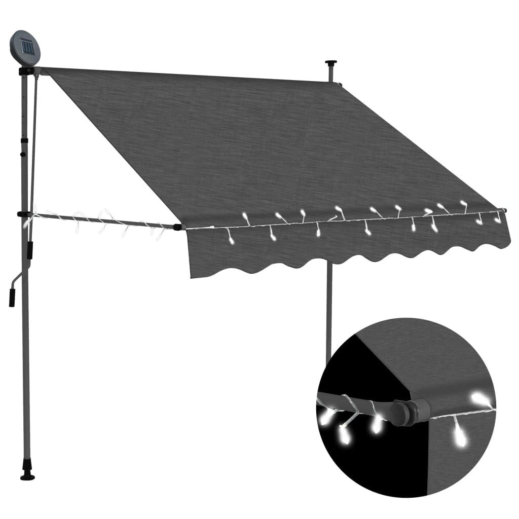 vidaXL Markis manuellt infällbar med LED 150 cm