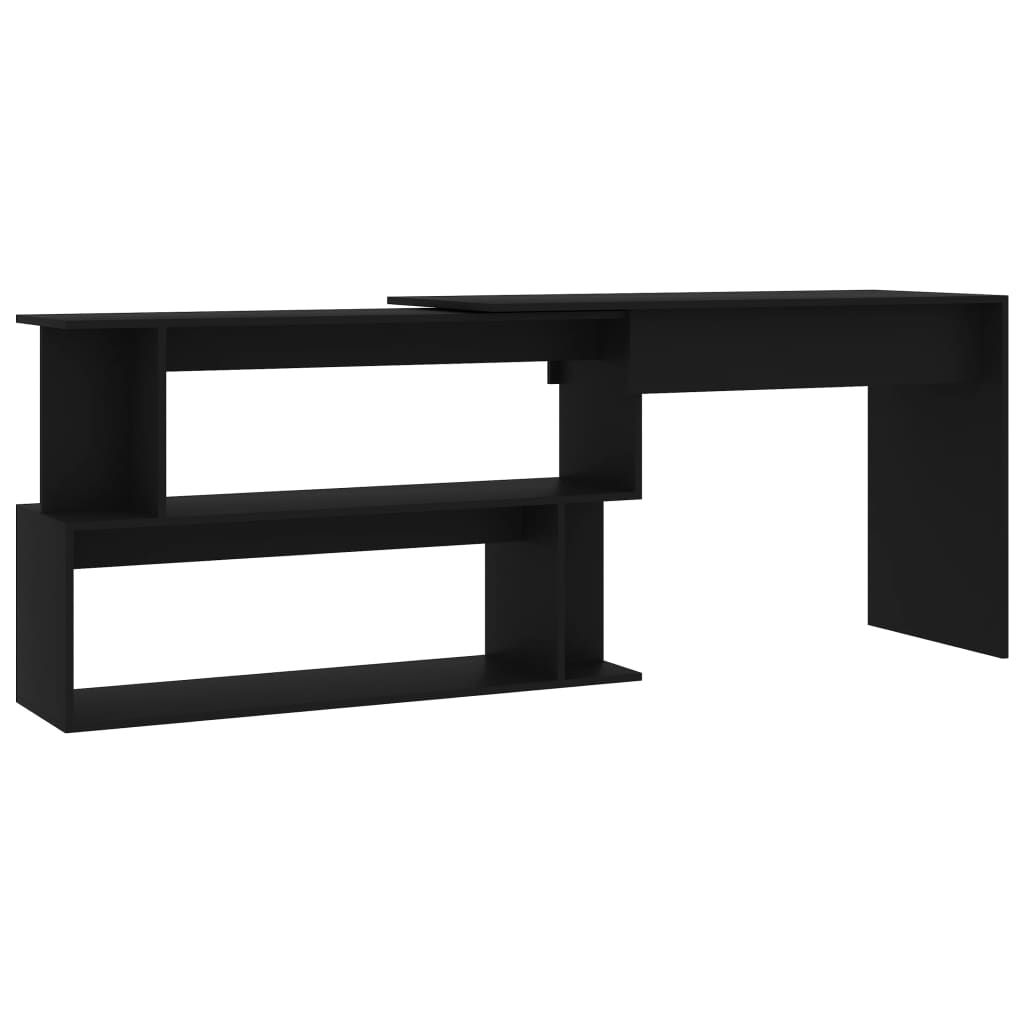 vidaXL Skrivbord hörn svart 200x50x76 cm konstruerat trä
