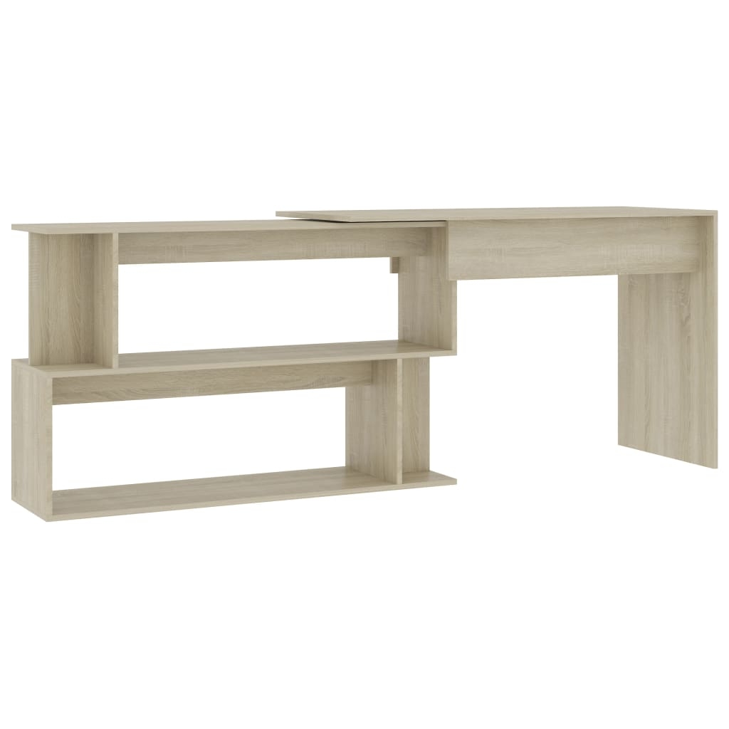 vidaXL Skrivbord hörn sonoma-ek 200x50x76 cm spånskiva