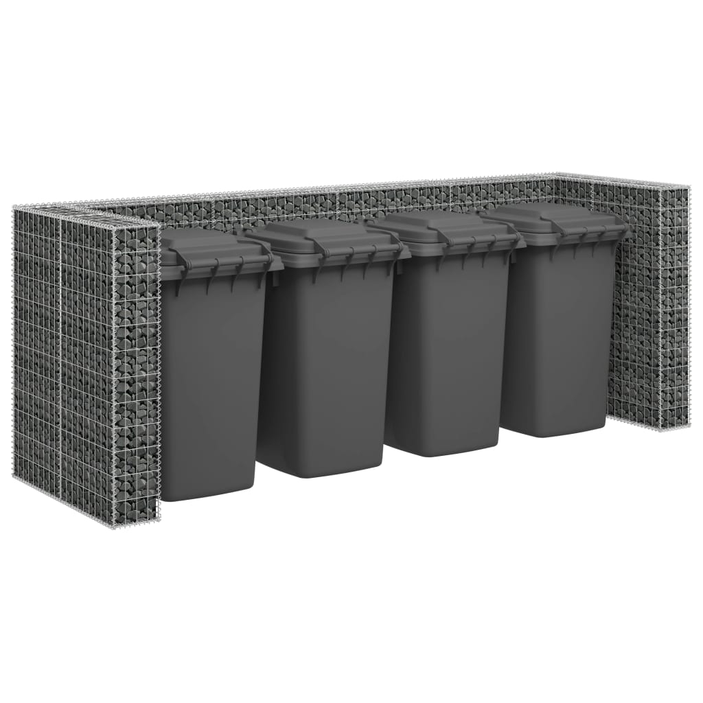 vidaXL Gabionmur för soptunnor galvaniserat stål 320x100x120 cm