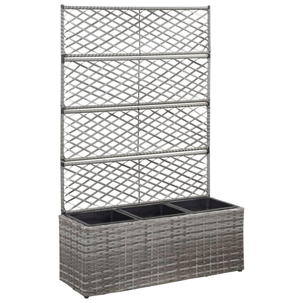 vidaXL Spaljé med 3 krukor upphöjd 83x30x130 cm konstrotting