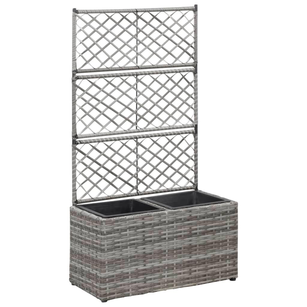 vidaXL Spaljé med 2 krukor upphöjd 58x30x107 cm konstrotting