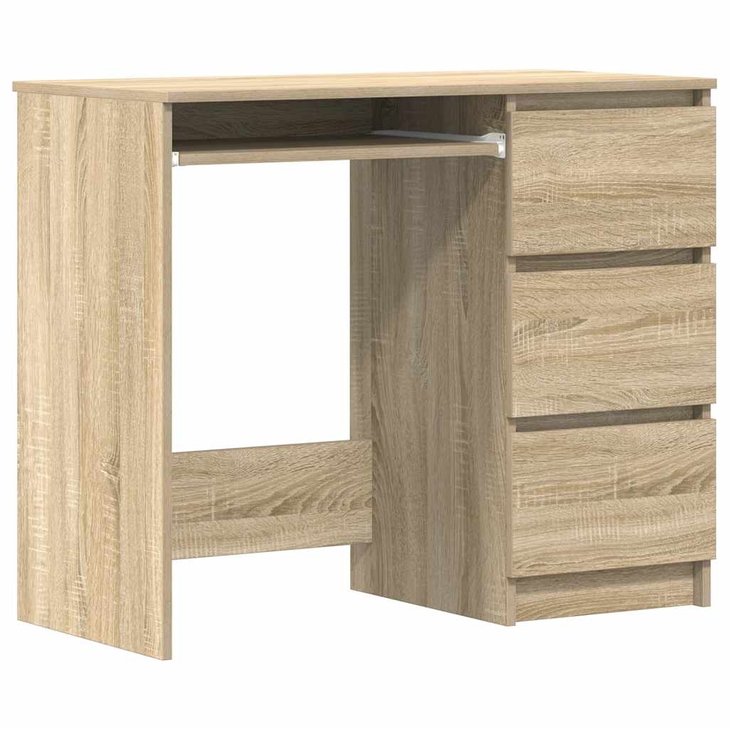 vidaXL Skrivebord sonoma eik 90x45x76 cm konstruert tre