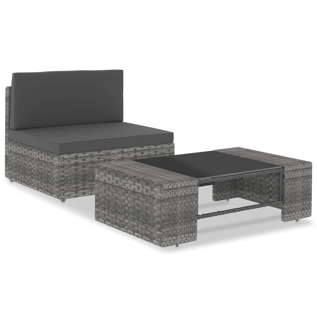 vidaXL Loungegrupp för trädgården 2 delar konstrotting