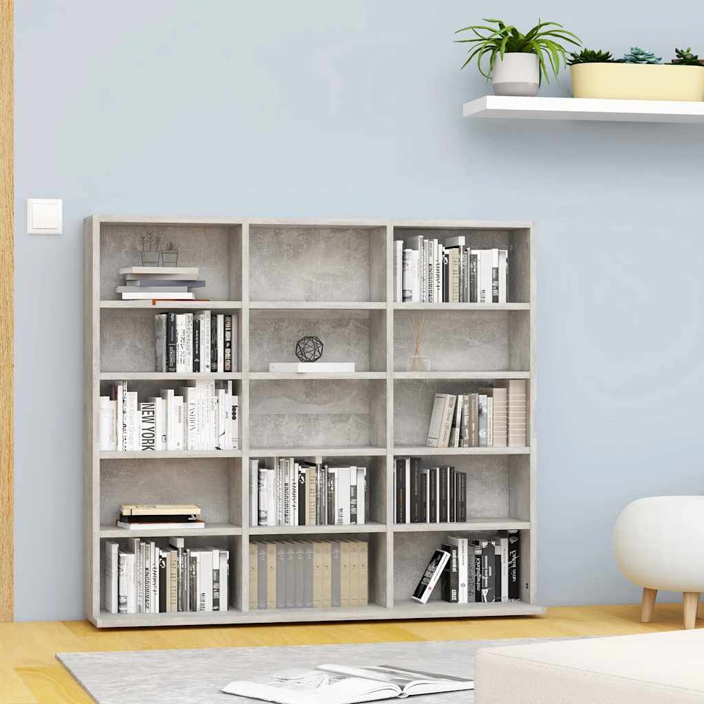 vidaXL CD-hylla grå 102x23x89,5 cm konstruerat trä