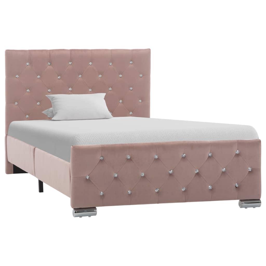 vidaXL Sängram rosa sammet 100x200 cm