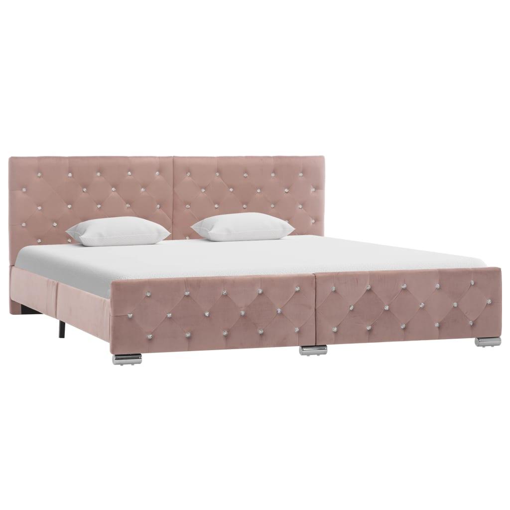 vidaXL Sängram rosa sammet 180x200 cm