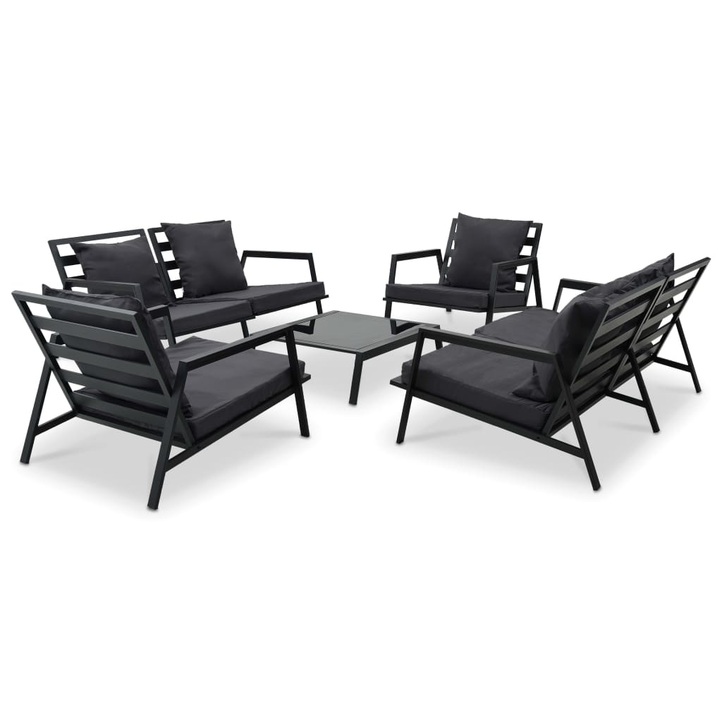 vidaXL Loungegrupp för trädgården med dynor 5 delar aluminium