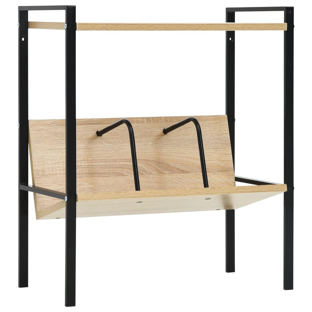 vidaXL Bokhylla 2 hyllplan svart och ek 52x28x59 cm spånskiva