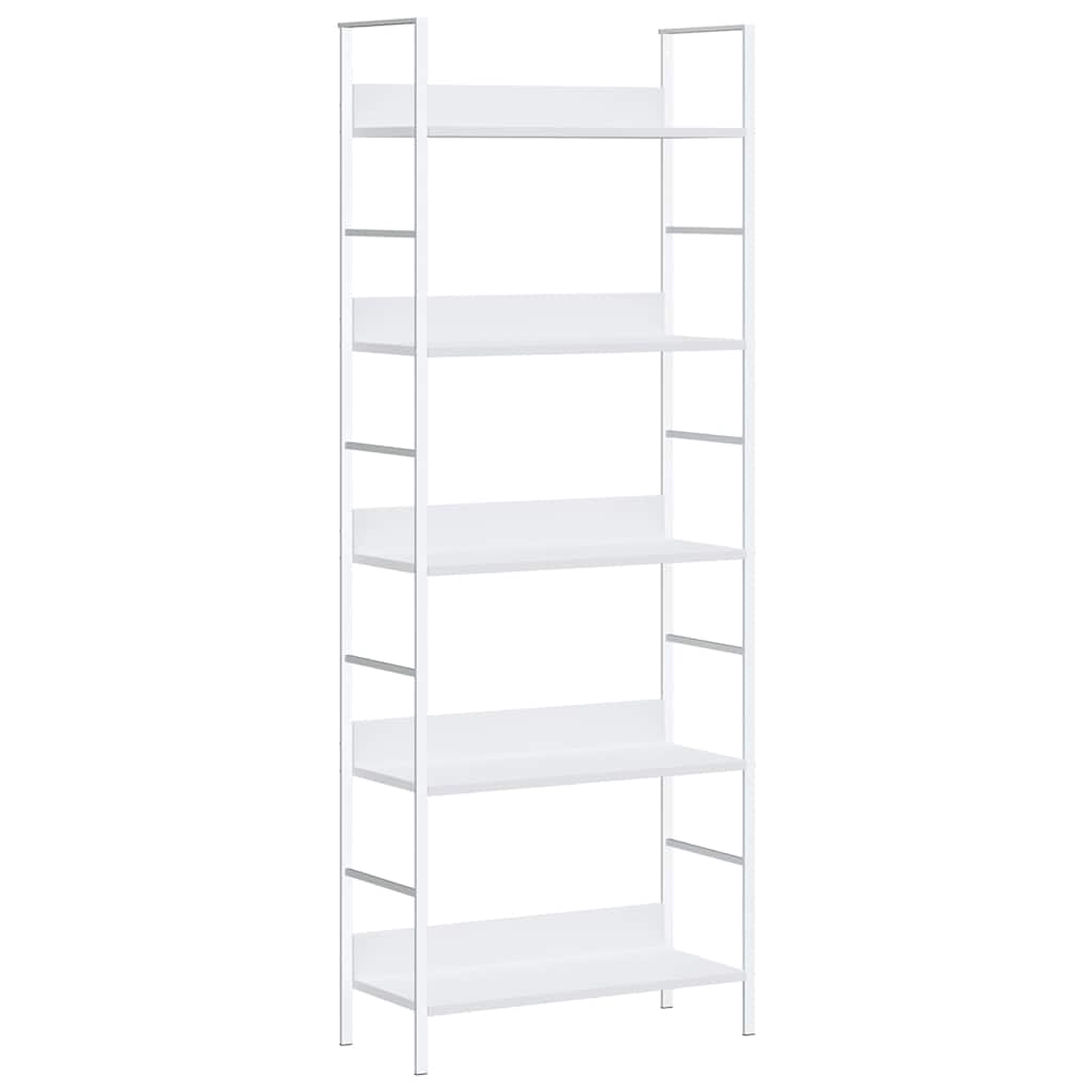 vidaXL Bokhylla 5 hyllor vit 60x27,6x158,5 cm konstruerat trä