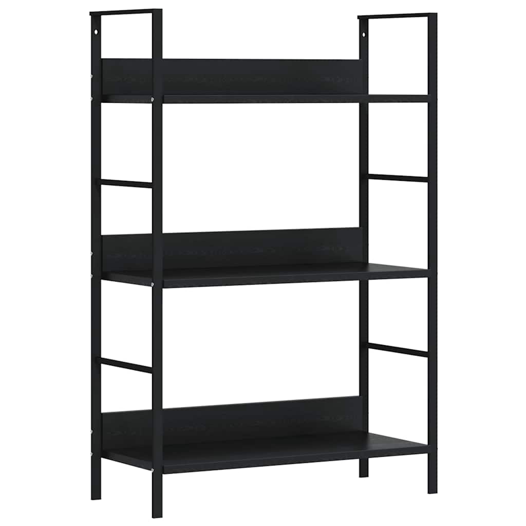 vidaXL Bokhylla 3 hyllplan svart 60x27,6x90,5 cm konstruerat trä