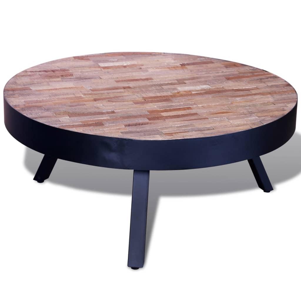 vidaXL Soffbord runt återvunnen teak