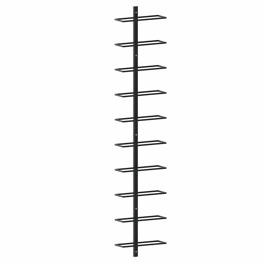 vidaXL Väggmonterat vinställ för 10 flaskor svart metall
